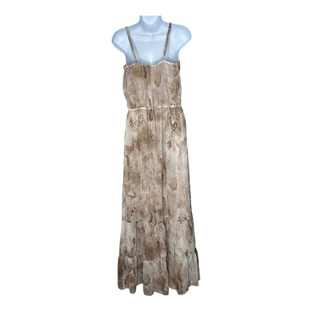 Express Maxi Dress Womens Medium Flowy Tiered Animal Print Mesh Chiffon Boho - Picture 2 of 14